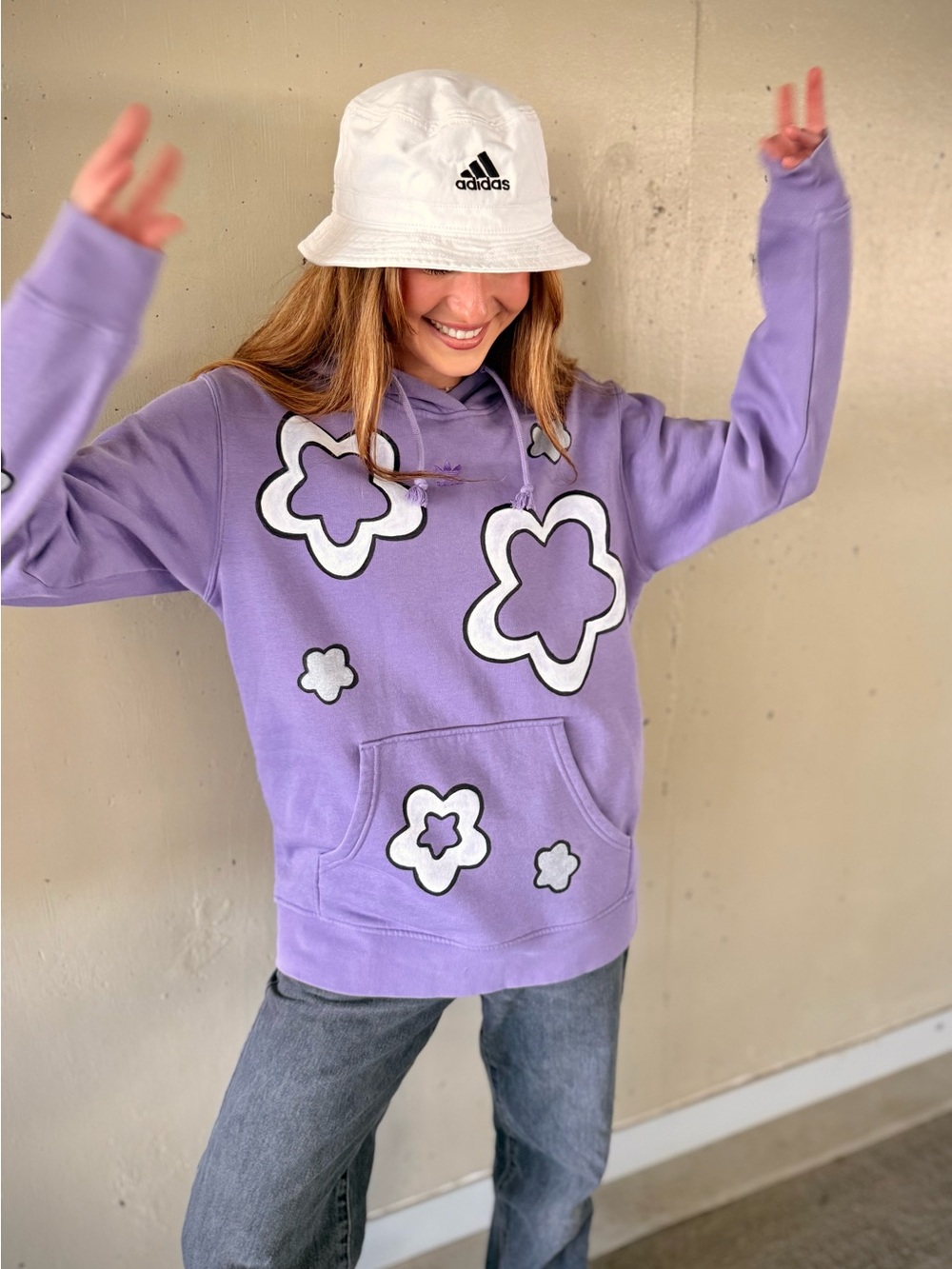 Adidas X Hello Love Purple Flower Hoodie - Picture 2 of 5